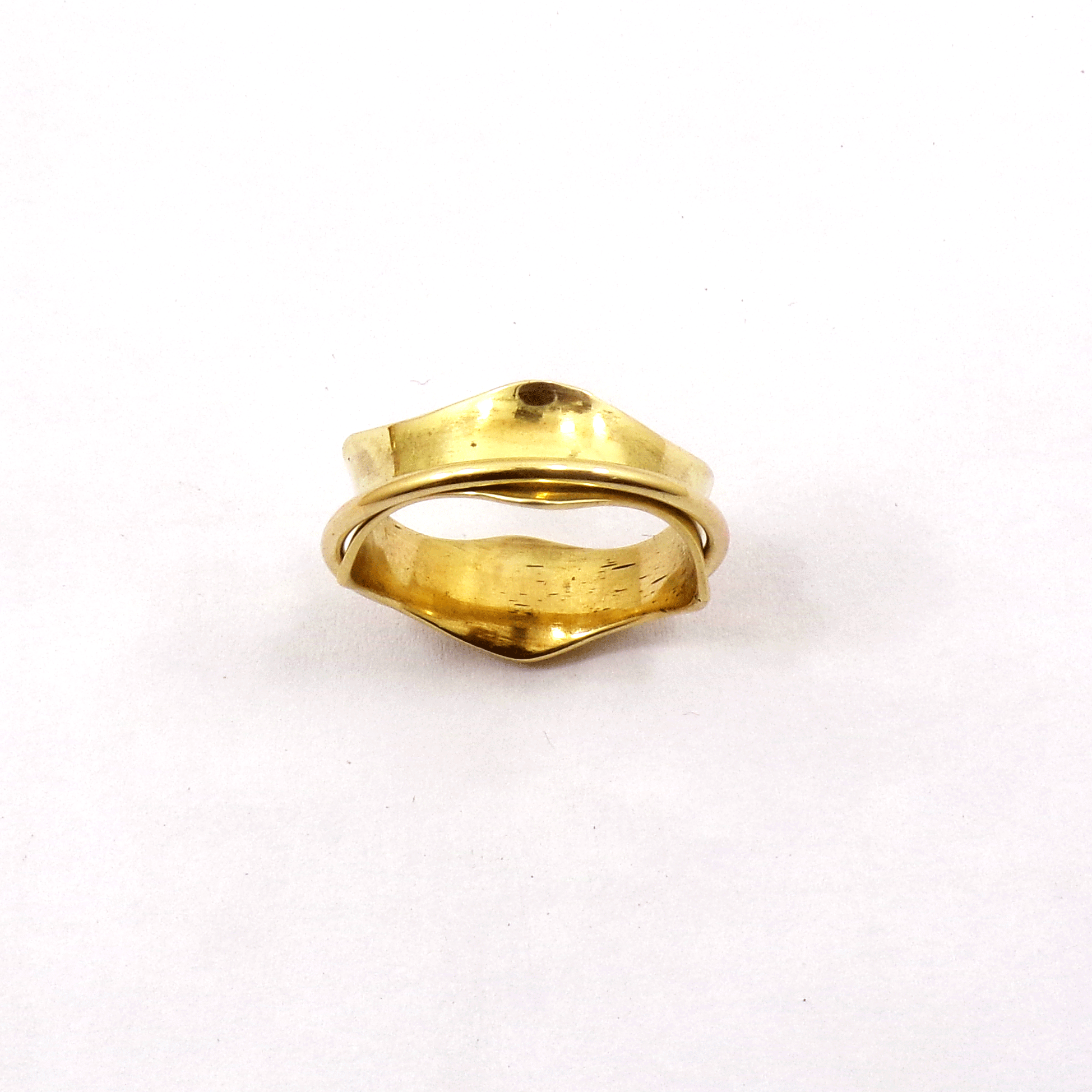 Ring Size - 9 Brass Spinner Ring R - BSPR998 18K Gold Plated Brass Honey Bee Wire Band Spinner Ring